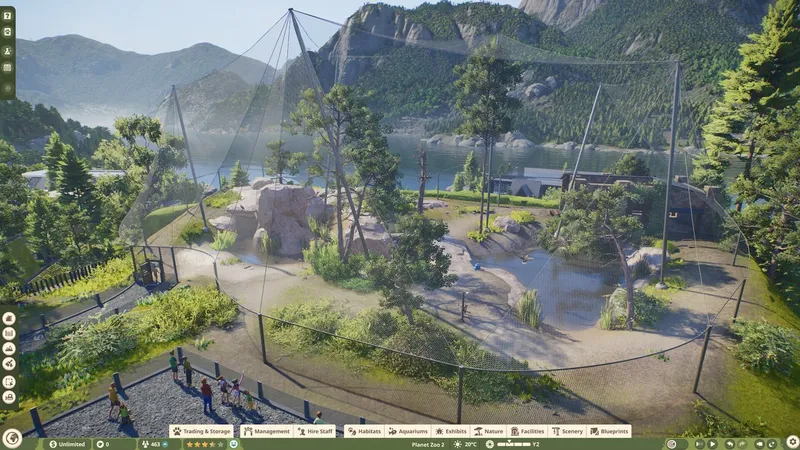 Planet Zoo 2 zoo gameplay screenshot illustrating achievement goals